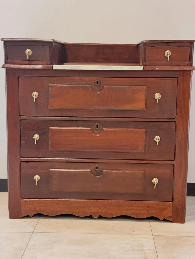 Antique dresser refinishing with brass hardware - After