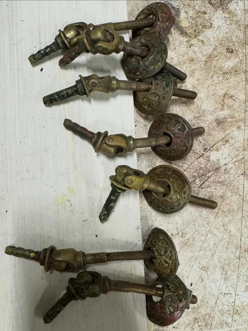 Antique brass hardware polishing and restoration - Before