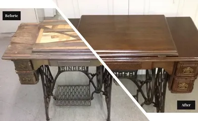 Refurbished antique Singer sewing machine table